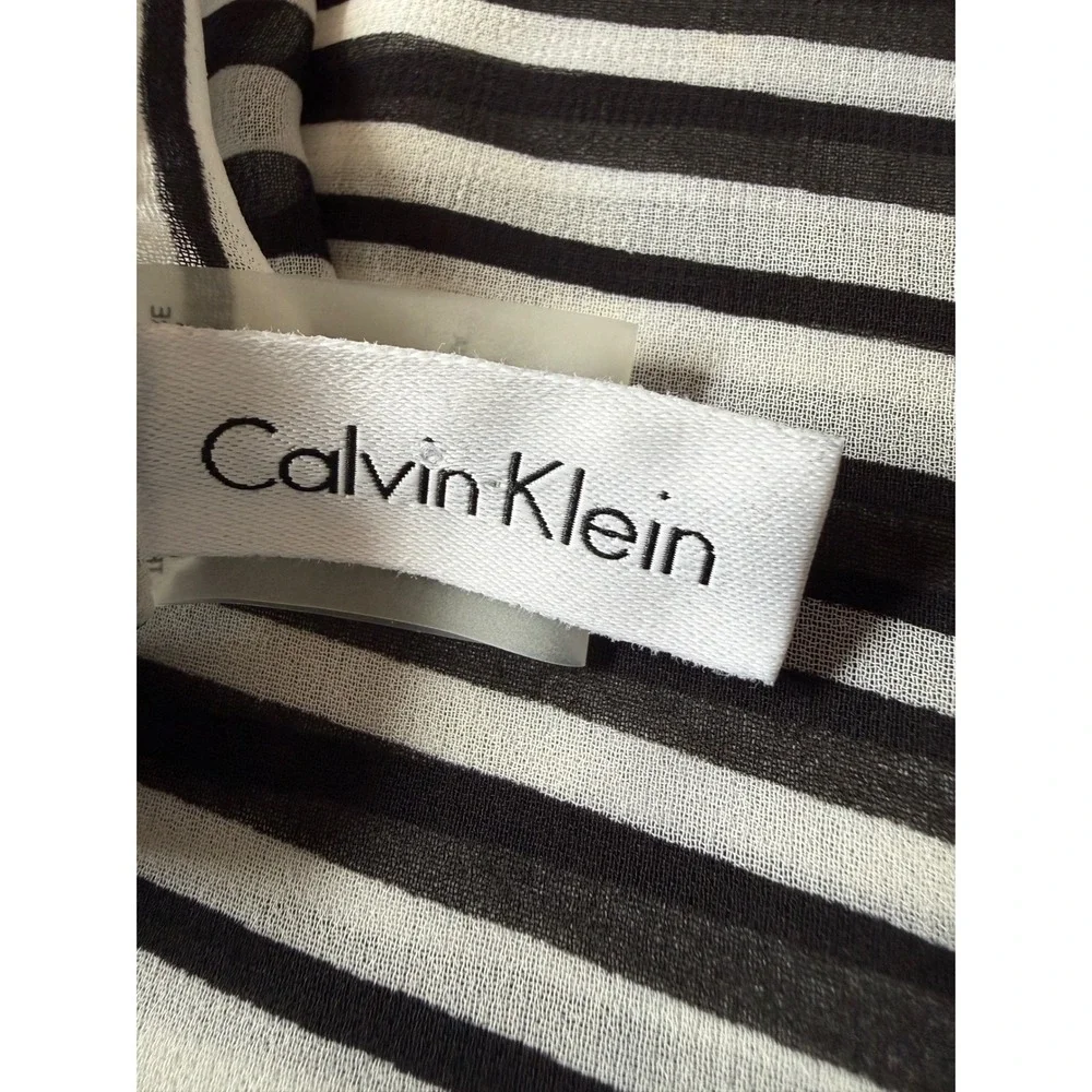 Calvin Klein Scarf Polyester Black White Horizontal Stripe Lightweight OS